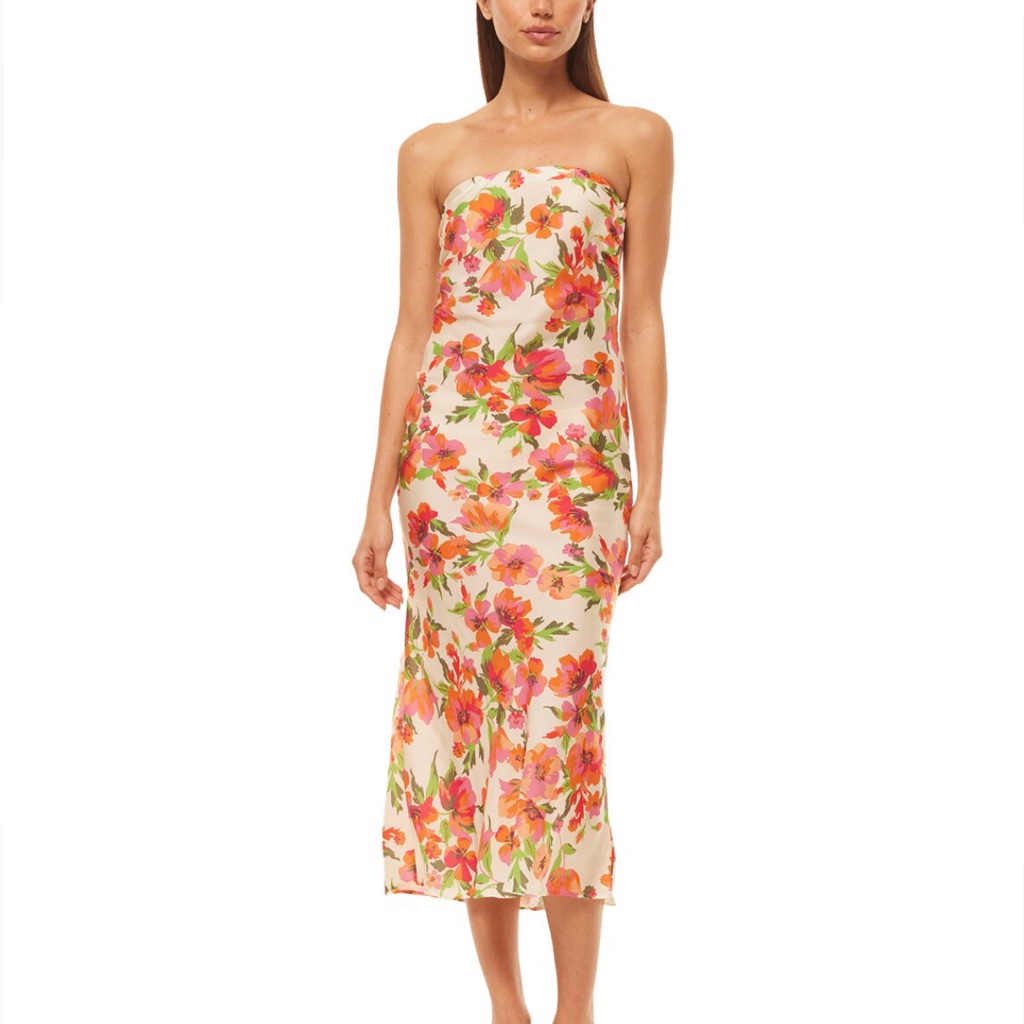 Misa Thara Floral Print Midi Dress In Palmarei Blooms